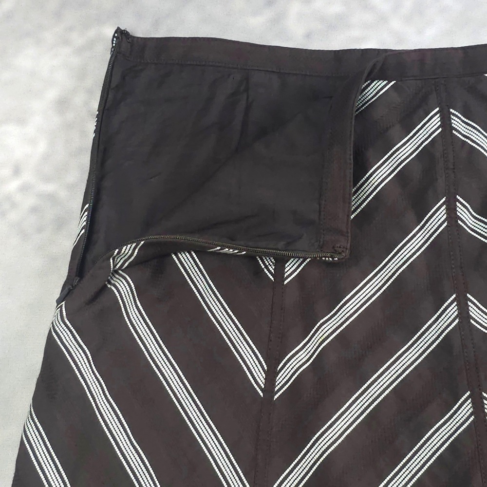 Preppy Chevron Stripe Cotton A Line Mini Skirt Brown Cream Geometric Womens 4 - Picture 3 of 7